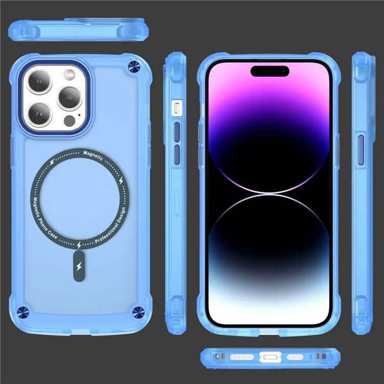 For iPhone 16 Pro Magnetic Case Translucent Phone Cover Compatible with MagSafe