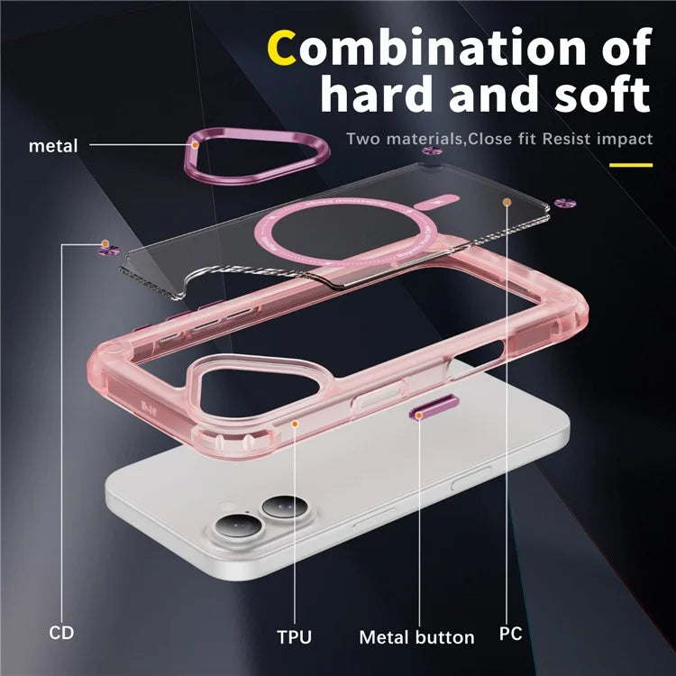For iPhone 16 Magnetic Case Translucent Phone Cover Compatible with MagSafe