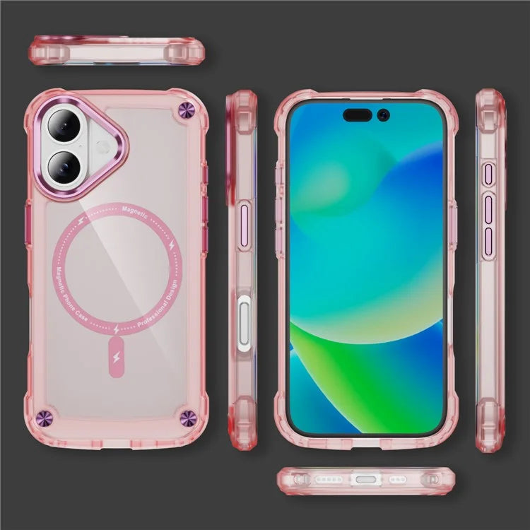 For iPhone 16 Magnetic Case Translucent Phone Cover Compatible with MagSafe