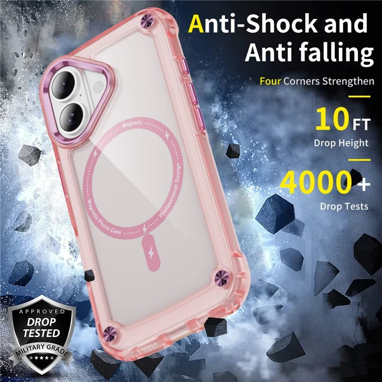 For iPhone 16 Magnetic Case Translucent Phone Cover Compatible with MagSafe