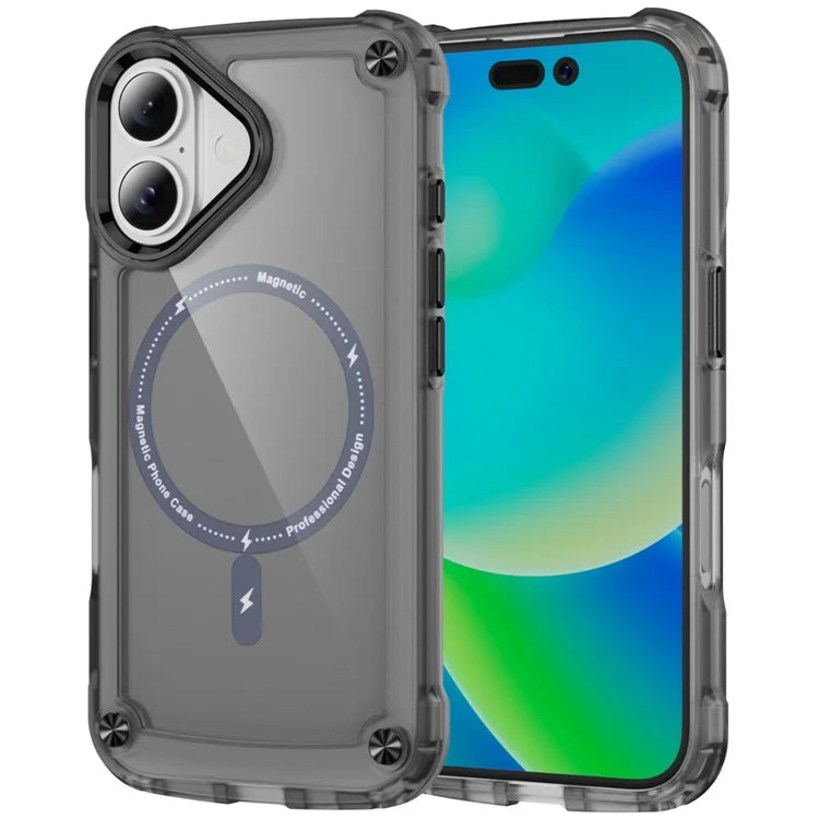 For iPhone 16 Magnetic Case Translucent Phone Cover Compatible with MagSafe