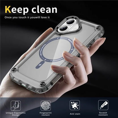 For iPhone 16 Magnetic Case Translucent Phone Cover Compatible with MagSafe
