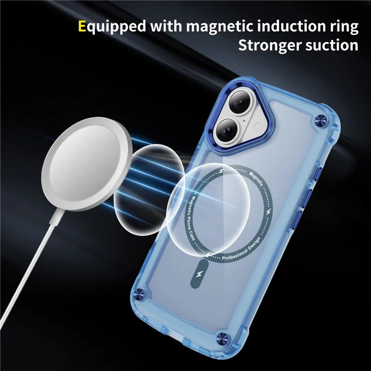 For iPhone 16 Magnetic Case Translucent Phone Cover Compatible with MagSafe