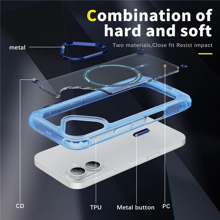 For iPhone 16 Magnetic Case Translucent Phone Cover Compatible with MagSafe