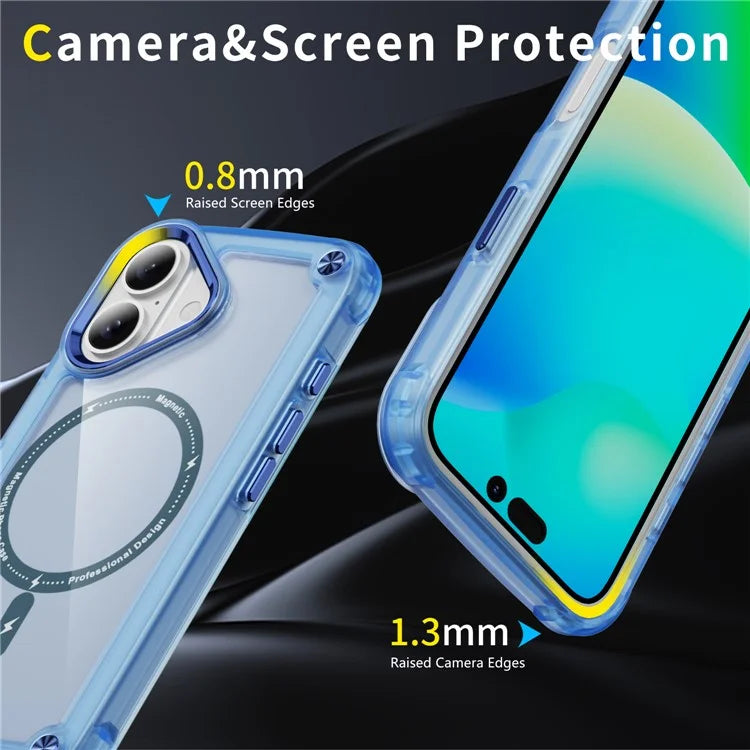 For iPhone 16 Magnetic Case Translucent Phone Cover Compatible with MagSafe