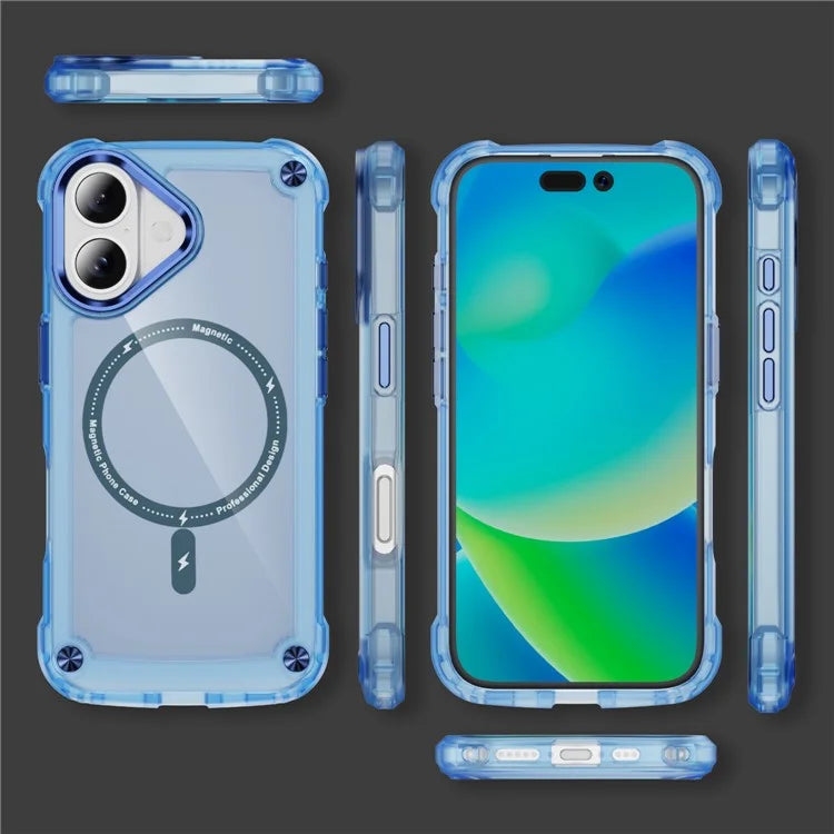For iPhone 16 Magnetic Case Translucent Phone Cover Compatible with MagSafe