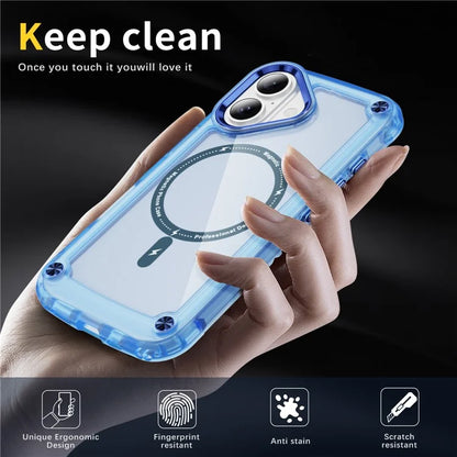 For iPhone 16 Magnetic Case Translucent Phone Cover Compatible with MagSafe