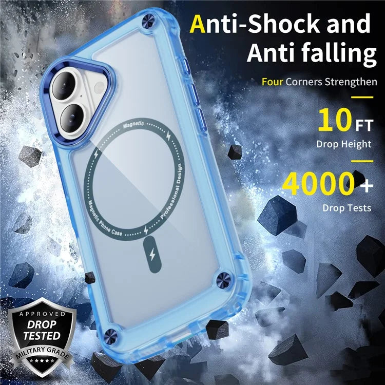 For iPhone 16 Magnetic Case Translucent Phone Cover Compatible with MagSafe