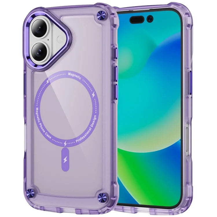 For iPhone 16 Magnetic Case Translucent Phone Cover Compatible with MagSafe
