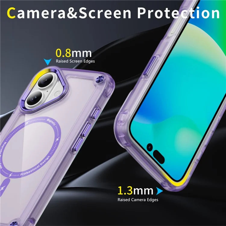 For iPhone 16 Magnetic Case Translucent Phone Cover Compatible with MagSafe