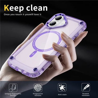 For iPhone 16 Magnetic Case Translucent Phone Cover Compatible with MagSafe
