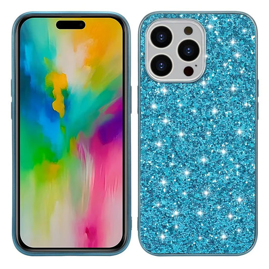 For iPhone 16 Pro Max Case TPU + PC Sparkling Glitter Phone Back Cover