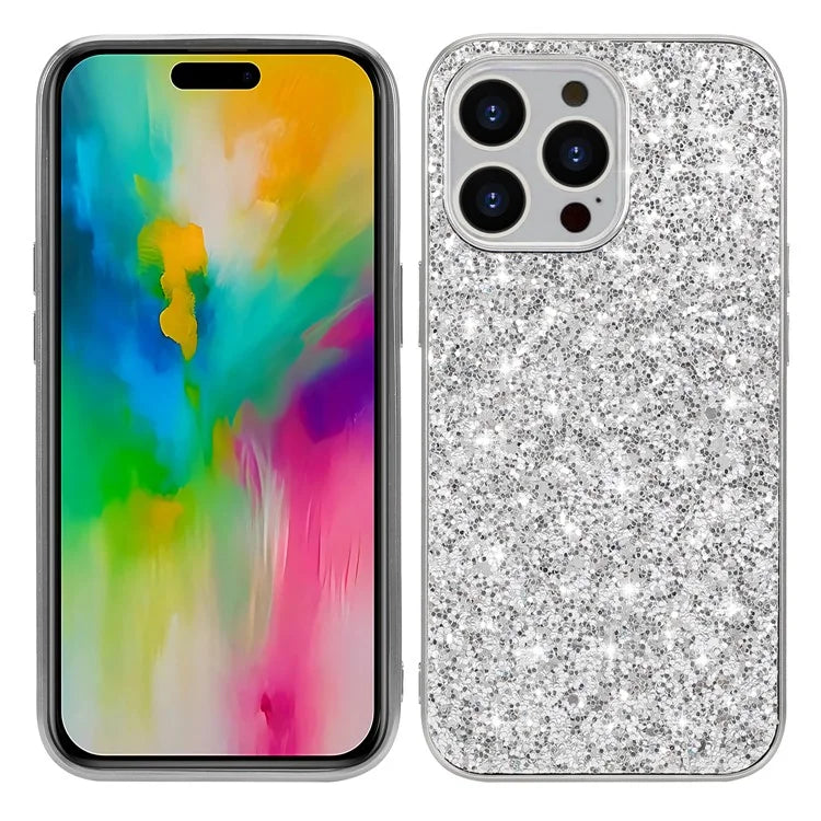 For iPhone 16 Pro Max Case TPU + PC Sparkling Glitter Phone Back Cover