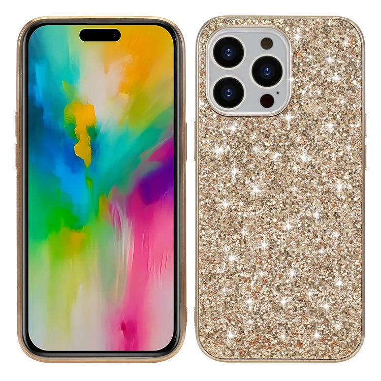 For iPhone 16 Pro Max Case TPU + PC Sparkling Glitter Phone Back Cover