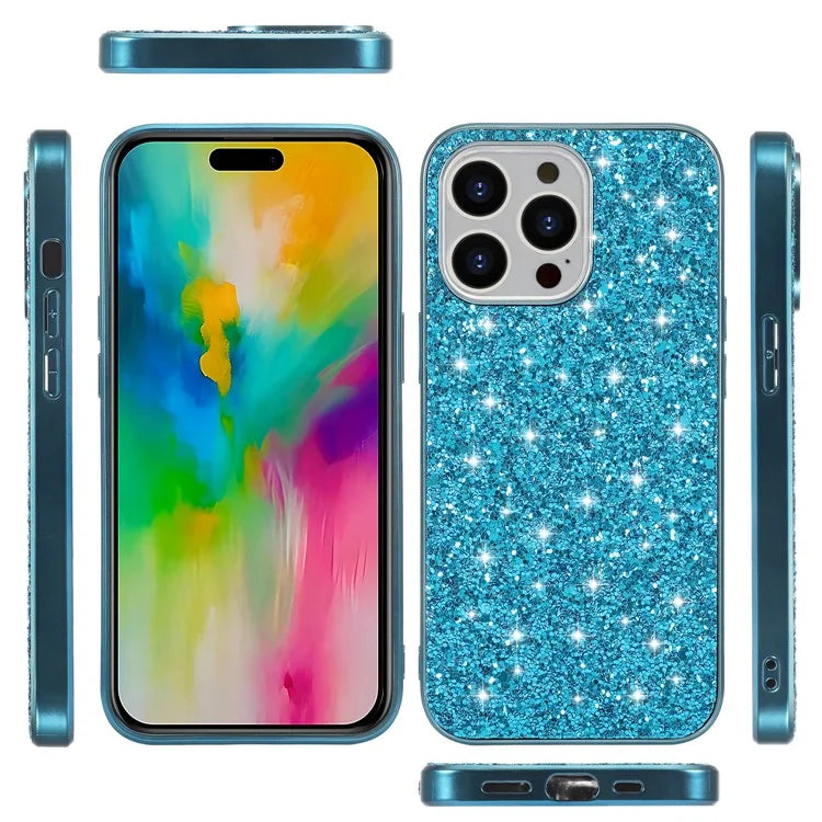 For iPhone 16 Pro Max Case TPU + PC Sparkling Glitter Phone Back Cover