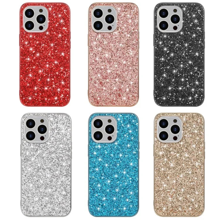 For iPhone 16 Pro Max Case TPU + PC Sparkling Glitter Phone Back Cover