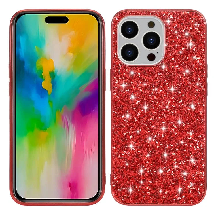 For iPhone 16 Pro Max Case TPU + PC Sparkling Glitter Phone Back Cover