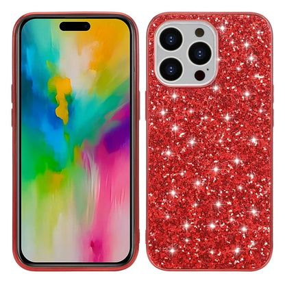 For iPhone 16 Pro Max Case TPU + PC Sparkling Glitter Phone Back Cover
