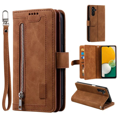 For Samsung Galaxy A16 5G Case PU Leather Phone Cover with Zipper Wallet 9 Card Slots