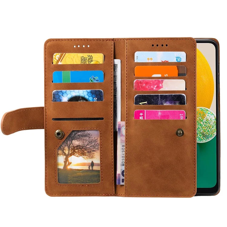 For Samsung Galaxy A16 5G Case PU Leather Phone Cover with Zipper Wallet 9 Card Slots