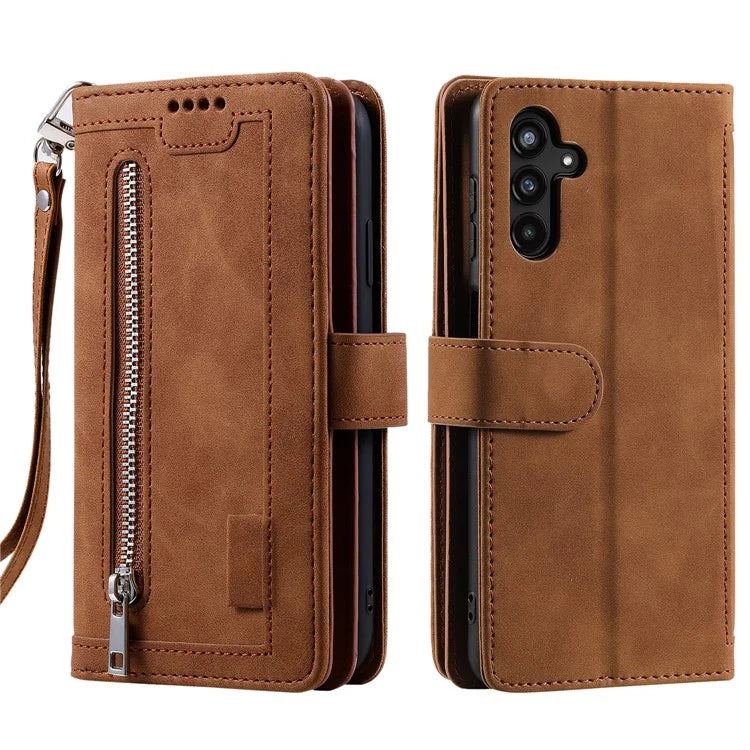 For Samsung Galaxy A16 5G Case PU Leather Phone Cover with Zipper Wallet 9 Card Slots