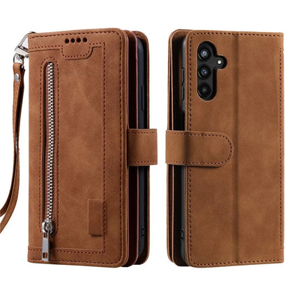 For Samsung Galaxy A16 5G Case PU Leather Phone Cover with Zipper Wallet 9 Card Slots