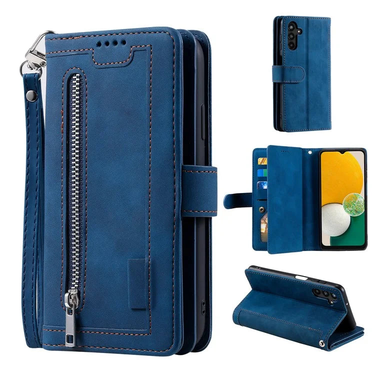For Samsung Galaxy A16 5G Case PU Leather Phone Cover with Zipper Wallet 9 Card Slots