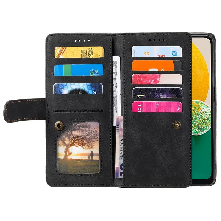 For Samsung Galaxy A16 5G Case PU Leather Phone Cover with Zipper Wallet 9 Card Slots
