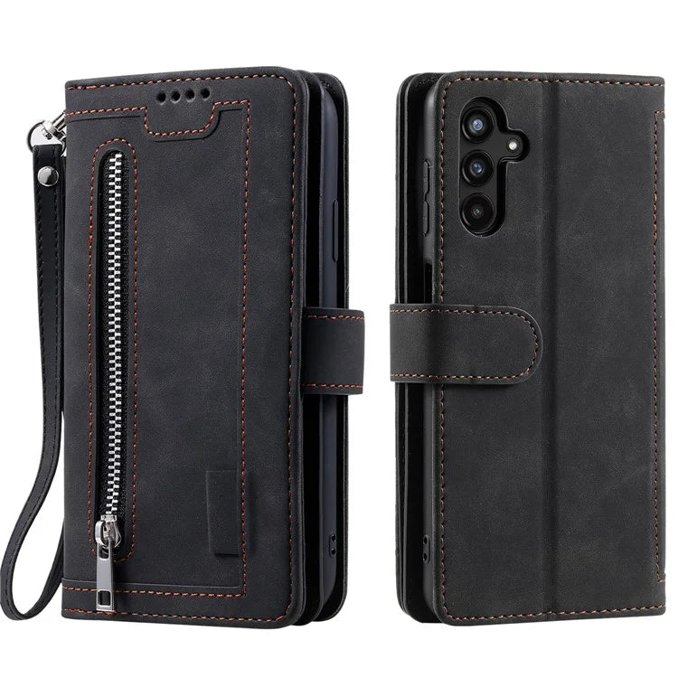 For Samsung Galaxy A16 5G Case PU Leather Phone Cover with Zipper Wallet 9 Card Slots