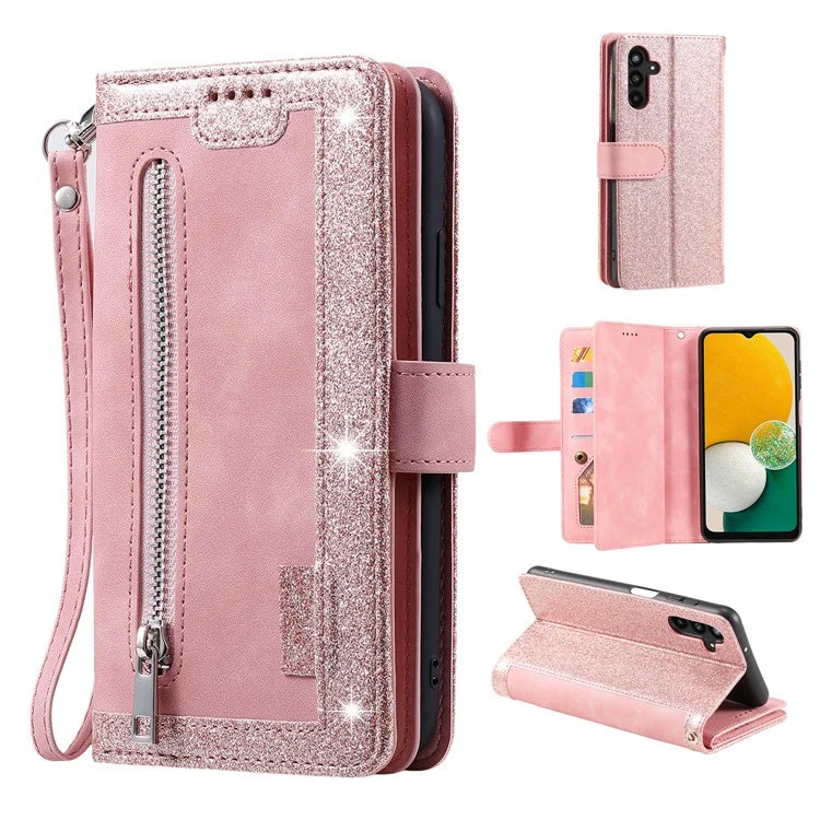 For Samsung Galaxy A16 5G Case PU Leather Phone Cover with Zipper Wallet 9 Card Slots