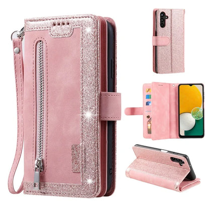 For Samsung Galaxy A16 5G Case PU Leather Phone Cover with Zipper Wallet 9 Card Slots