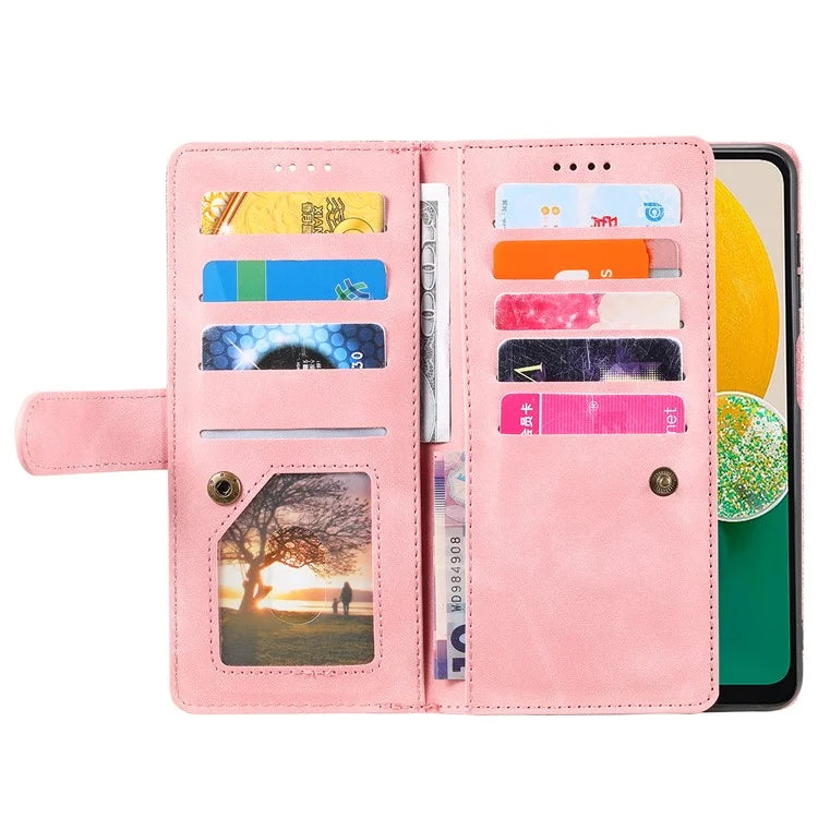 For Samsung Galaxy A16 5G Case PU Leather Phone Cover with Zipper Wallet 9 Card Slots