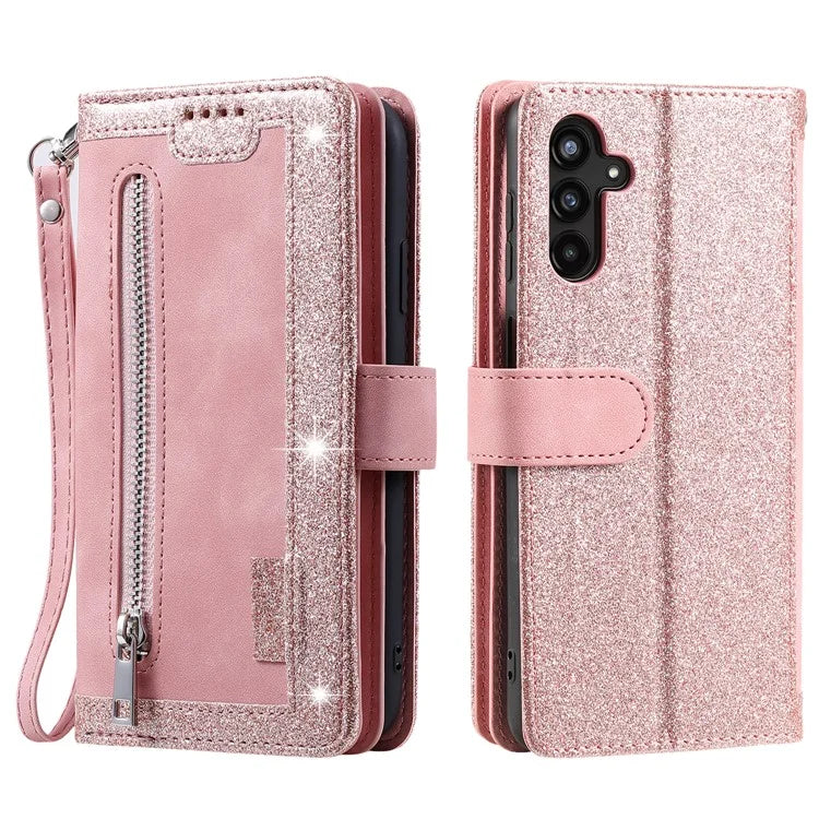For Samsung Galaxy A16 5G Case PU Leather Phone Cover with Zipper Wallet 9 Card Slots