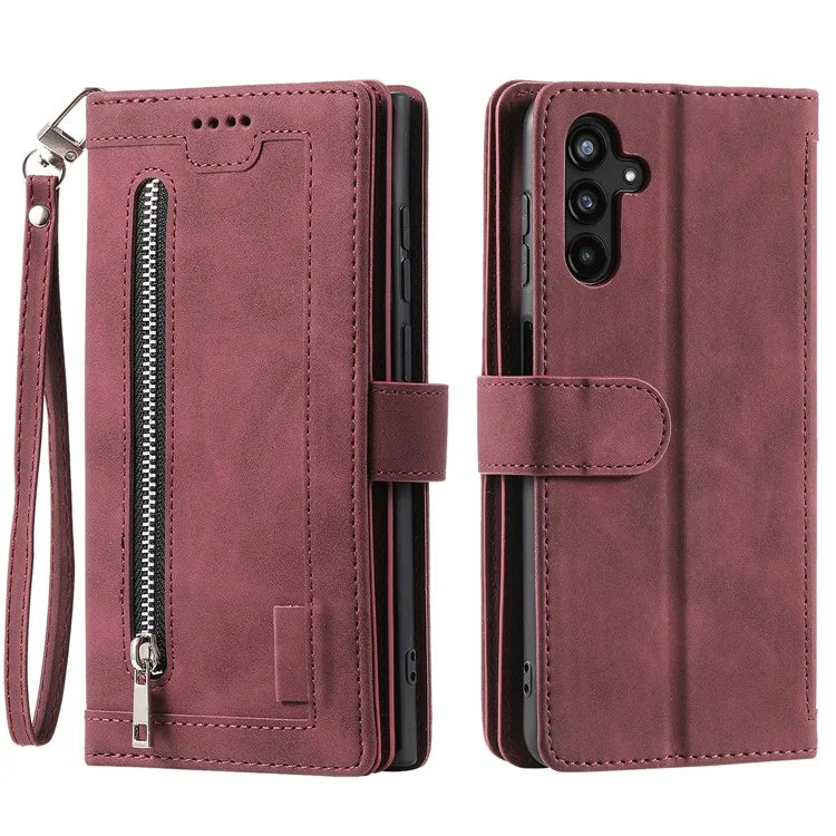 For Samsung Galaxy A16 5G Case PU Leather Phone Cover with Zipper Wallet 9 Card Slots