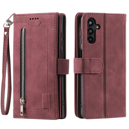 For Samsung Galaxy A16 5G Case PU Leather Phone Cover with Zipper Wallet 9 Card Slots