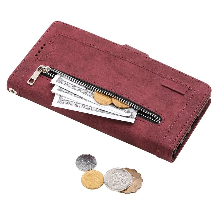 For Samsung Galaxy A16 5G Case PU Leather Phone Cover with Zipper Wallet 9 Card Slots