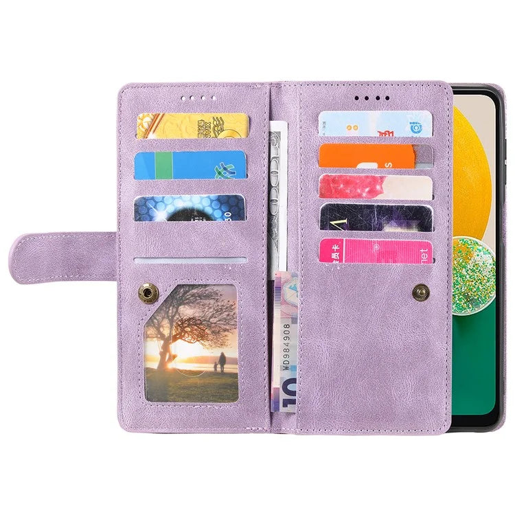 For Samsung Galaxy A16 5G Case PU Leather Phone Cover with Zipper Wallet 9 Card Slots