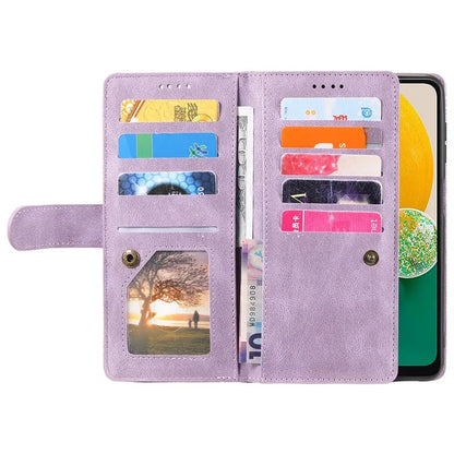 For Samsung Galaxy A16 5G Case PU Leather Phone Cover with Zipper Wallet 9 Card Slots