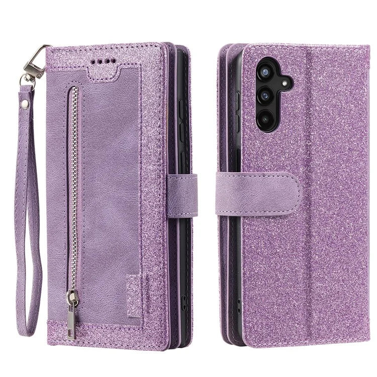 For Samsung Galaxy A16 5G Case PU Leather Phone Cover with Zipper Wallet 9 Card Slots
