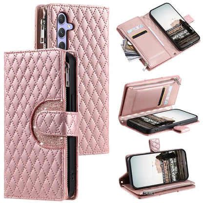 Style 012 for Samsung Galaxy A16 5G Case Zipper Pocket Glitter Leather Phone Cover