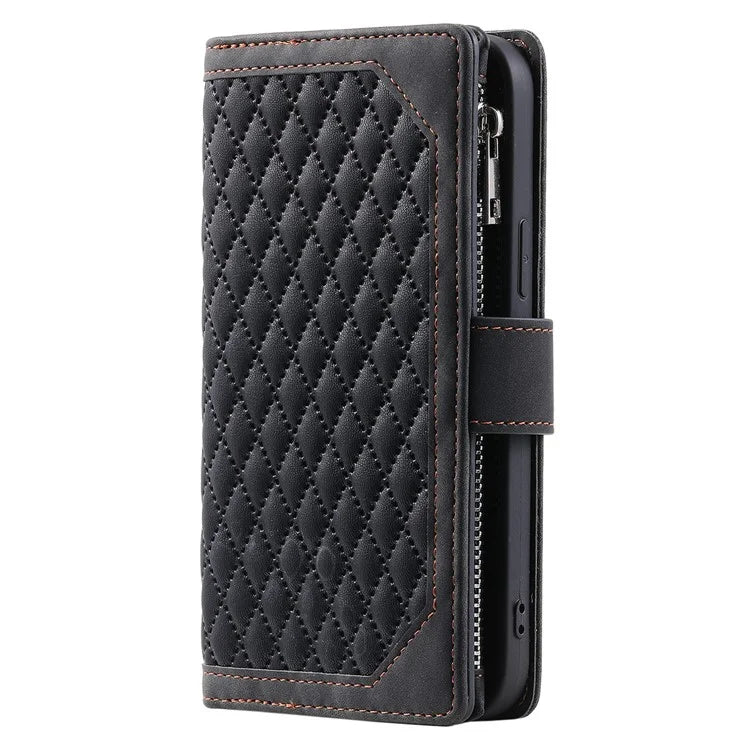 Style 005 For Samsung Galaxy A16 5G Wallet Case Rhombus Stitching Line PU Leather Phone Cover