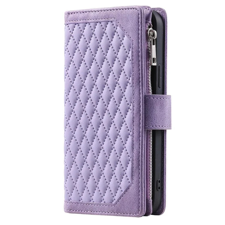 Style 005 For Samsung Galaxy A16 5G Wallet Case Rhombus Stitching Line PU Leather Phone Cover