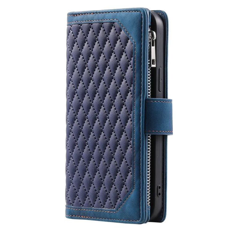 Style 005 For Samsung Galaxy A16 5G Wallet Case Rhombus Stitching Line PU Leather Phone Cover