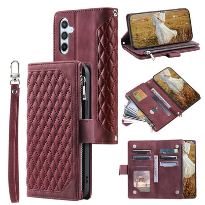 Style 005 For Samsung Galaxy A16 5G Wallet Case Rhombus Stitching Line PU Leather Phone Cover