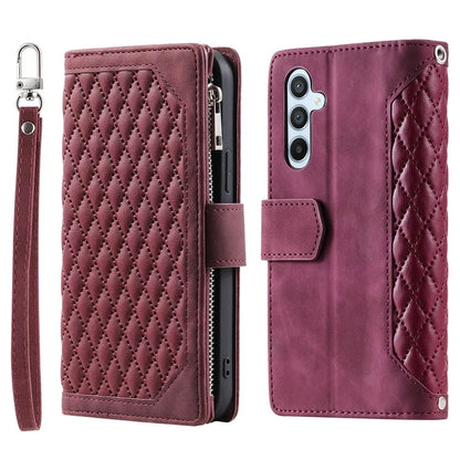 Style 005 For Samsung Galaxy A16 5G Wallet Case Rhombus Stitching Line PU Leather Phone Cover