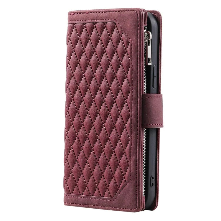 Style 005 For Samsung Galaxy A16 5G Wallet Case Rhombus Stitching Line PU Leather Phone Cover