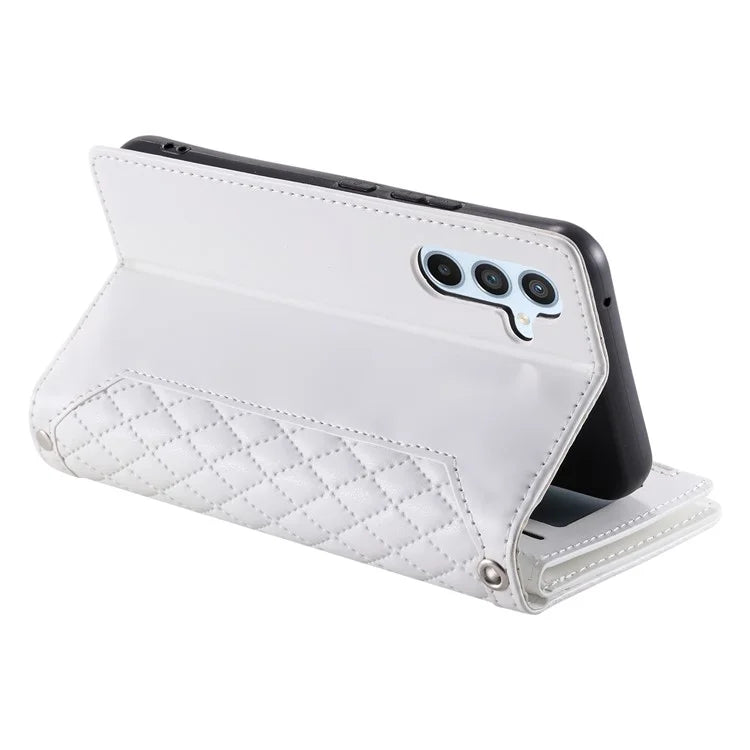 Style 005 For Samsung Galaxy A16 5G Wallet Case Rhombus Stitching Line PU Leather Phone Cover