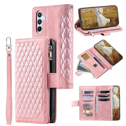 Style 005 For Samsung Galaxy A16 5G Wallet Case Rhombus Stitching Line PU Leather Phone Cover