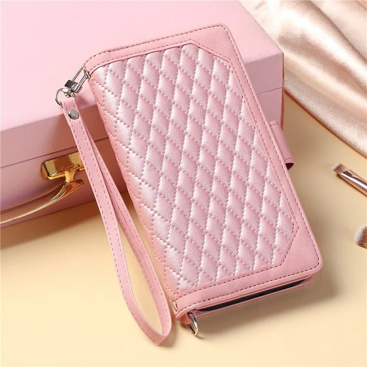 Style 005 For Samsung Galaxy A16 5G Wallet Case Rhombus Stitching Line PU Leather Phone Cover