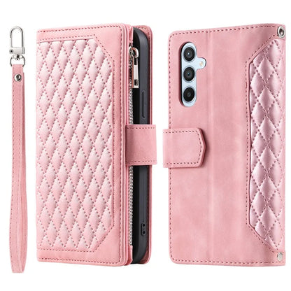 Style 005 For Samsung Galaxy A16 5G Wallet Case Rhombus Stitching Line PU Leather Phone Cover